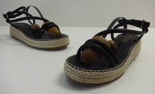 Womens Shoes Size 6 UK Sandals OFFICE London Rope Wedge Sandals Black Strap