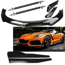 Front Bumper Lip Splitter Spoiler Body Kit Side Skirt For Chevy Corvette C8 C7