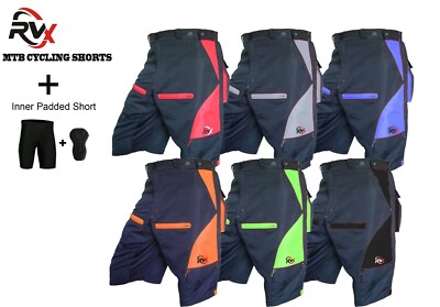 RVX MTB Cycling Shorts Off Road Cycle Bicycle CoolMax Padded