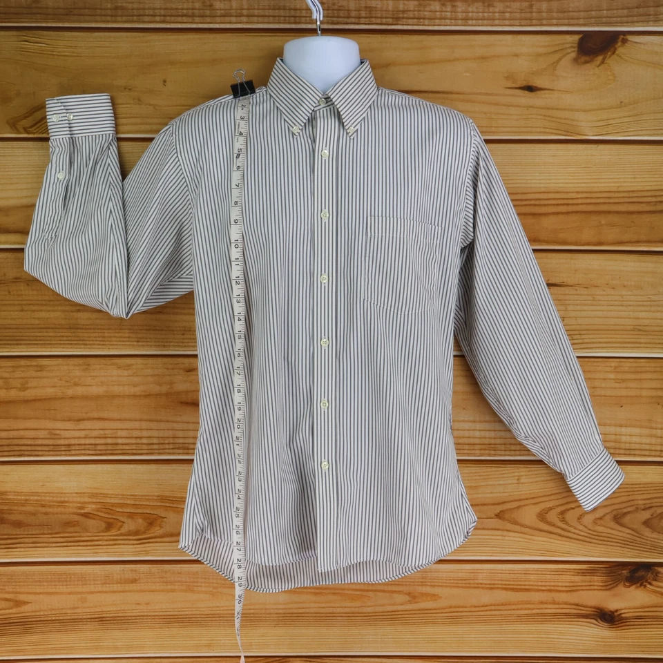 Camisa social Oxford masculina John Henry sem rugas tamanho 15,5 listrada cinza - Imagem 3 de 4