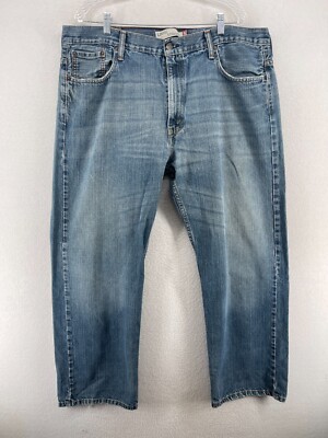 LEVI'S Jeans Mens 40x30 569 Loose Straight 5 Pocket Washed Denim Cotton Blue