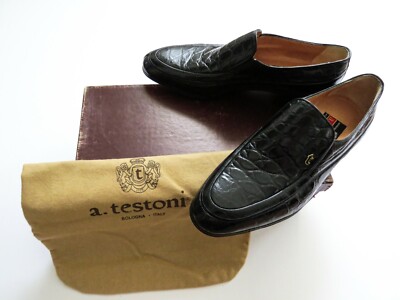 RARE! $1,500 A. Testoni Black Label Genuine Crocodile & Leather SlipOn Shoes 9.5 A. testoni black label - Gem main image 3