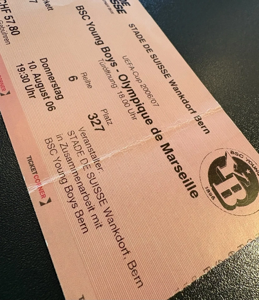 Football Ticket UEFA CUP - Young Boys Berne - Olympique Marseille - 10.08.2006 - Bild 3 von 3