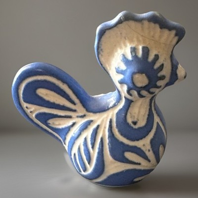PABLO ZABAL SIGNED BLUE & WHITE 2  BIRD FIRED PORCELAIN FIGURINE COLLECTIBLE WOW