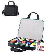 Pool Ball Case, Padded Billiard Carrying Bag Travel Storage Box with 17-Balls