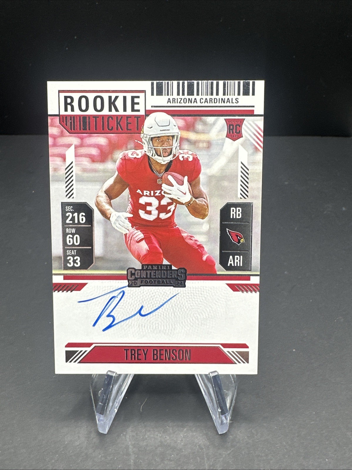 2024 Contenders Trey Benson Rookie Ticket Auto RC #119 On-Card