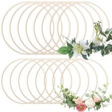 16 Pcs Wooden Hoops for Crafts 10   12  , DIY Wooden Rings for Crafts, Bambo...