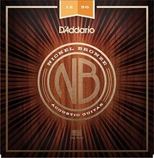 D'Addario Nickel Bronze Acoustic Guitar Strings, Light Top / Med Bottom, 12-56