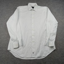 David Donahue Dress Shirt Mens XL White Solid 100% Cotton Long Sleeve Formal