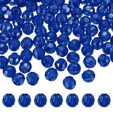 400 Pcs Acrylic Round Faceted Beads 8mm Loose Bead, Bright Blue