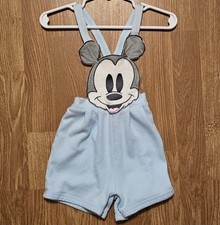 Vintage 90's Light Blue Disney Mickey Mouse Overall Style Romper Size 18 Months