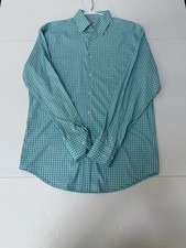 Men's Peter Millar Medium Teal Navy Plaid Summer Comfort LS Button Down Shirt