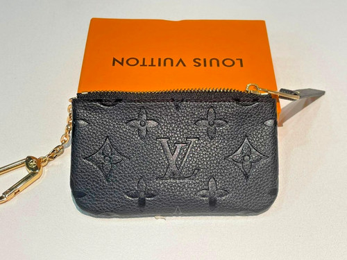 (Authentic) Louis Vuitton Key Pouch Monogram Empreinte Leather Noir Black