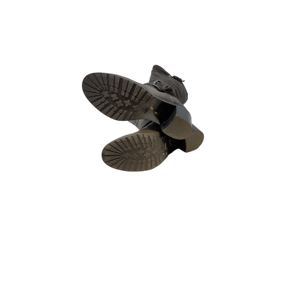 AGL 37.5 Gray Suede Tall Riding Boot Buckle Heel Chic Neutral Minimalist Career - Image 3 of 4