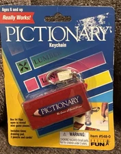 Vintage 2002 Pictionary Mini Travel Game Keychain Basic Fun New In Package