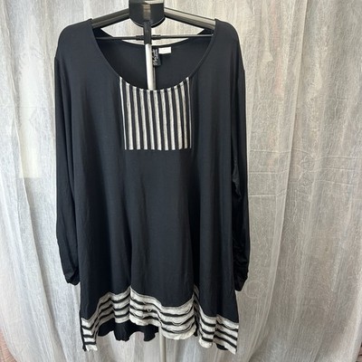 On The Plus Side Black Tunic With Striped Accents Women s Size 3X