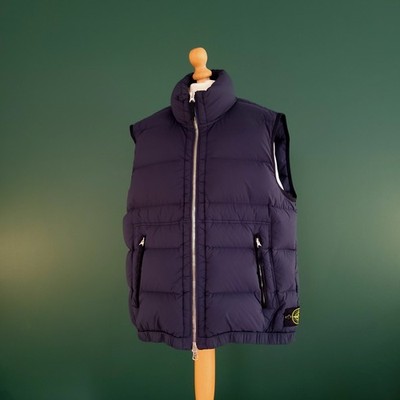 Stone Island Entendaunenweste Herren XL Reg Navy Blau Puffer Körperwärmer Abzeichen