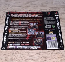 Resident Evil Survivor Sony PlayStation PS1 inserto posteriore art etichetta nera