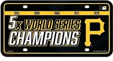 Pittsburgh Pirates Metal Auto Tag License Plate, 5-Time World Series...