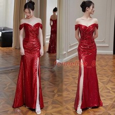 NEW Evening Formal Party Ball Gown Prom Bridesmaid Host Sequin Slim Dress LAT050