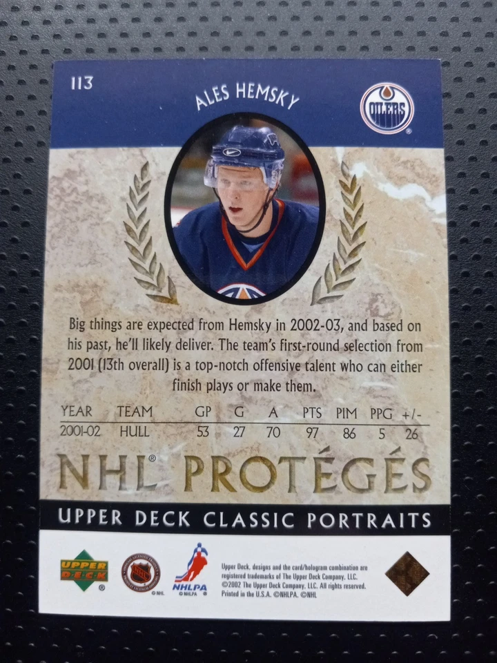 2002-03 Upper Deck Classic Portraits NHL Proteges #113 Ales Hemsky 153/1500 RC - Image 2 of 3