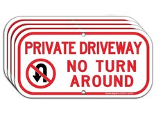 Private Driveway sign,No Turn Around Driveway Sign, 4 Pack, Reflective .40 Ru...