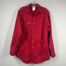 VTG Carhartt Rugged Outdoor Wear Pearl Snap Red Western Shirt USA Made Sz L