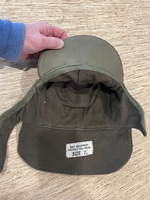 US NAVY WW2 USN DECK FOUL WEATHER CAP HAT NSXS 50246 7 1/4 sz