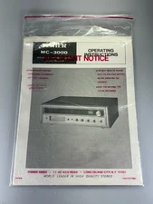 VINTAGE Fisher MC-3000 Stereo Receiver Operating Instructions & Warranty Docs