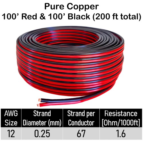 12 Gauge Pure Copper Zip Cable | 12 AWG (American Wire Guage) Stranded OFC Re... - Picture 4 of 5