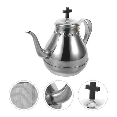  Stainless Steel Tea Pot Home Silver Kettle Restaurant Metal Teapot
