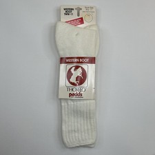 VTG Socks Thorlo Acrylic Western Boot 8.5-11 Mid Calf 90s White Thorlos TWW-11