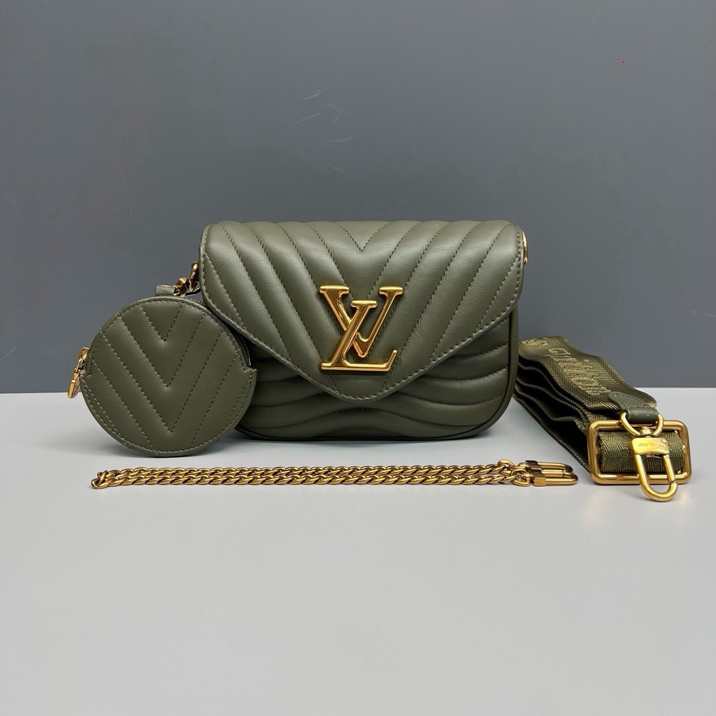 Authentic Pre‑owned Louis Vuitton New Wave Multi‑Pochette Olive Green
