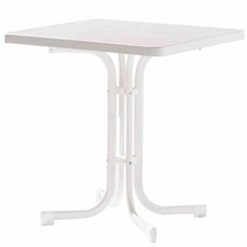 Sieger Boulevard-Klapptisch, 70x70 cm, weiß Stahlrohrgestell, Mecalit-Pro-Platte