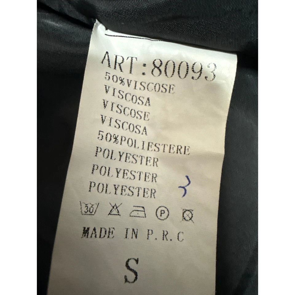 Elegante Chic Negro Imitación Cuero Vegano Asimétrico Cremallera Manga Larga Moto Chaqueta Talla S Foto 4 de 4