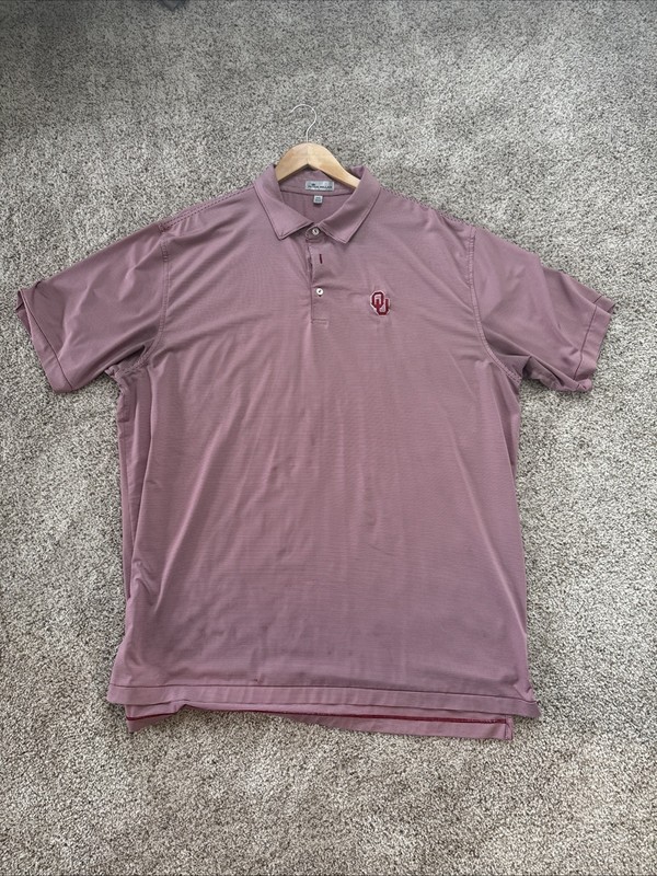 Peter Millar Men's Polo XXL Red White Stripped OU Oklahoma Sooners