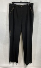 Vintage Y2K St. John Sport Black Gold Zipper Straight Leg Pants Women's 12