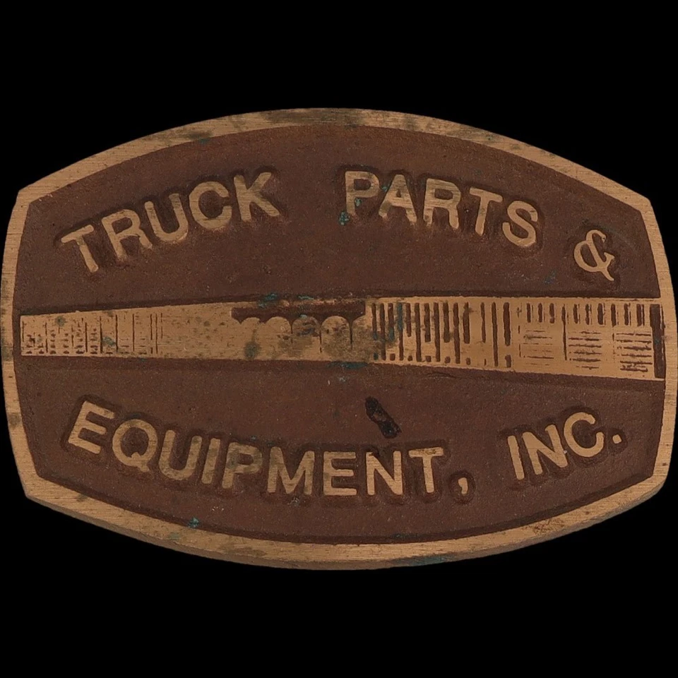 Hebilla de cinturón vintage de bronce para equipos de piezas de camiones industria automotriz años 80 Foto 3 de 4