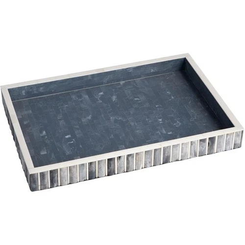 Cyan Design 11836 Lapis Blue and White Tray, Large - Picture 1 of 5