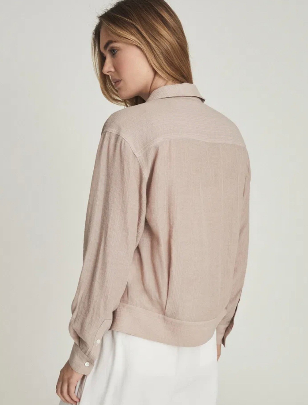 NEW Reiss Junie Twin Pocket Shirt Nude Size 6 RRP £145 image 2