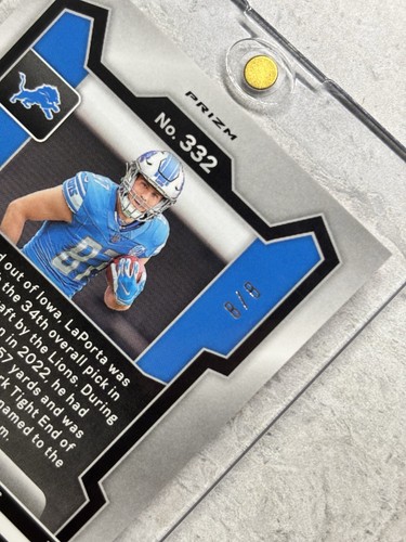 2023 Panini Prizm Sam LaPorta RC RED AND GOLD YELLOW Rookie #8/8 1/1 Lions - Picture 5 of 6