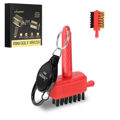 Joooones Mini Golf Brush with Nylon/Brass Bristles and Retractable Mini, Red 