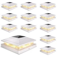 Solar Post Cap Lights Outdoor 12pack, Waterproof Fence Post Solar Lights for ...