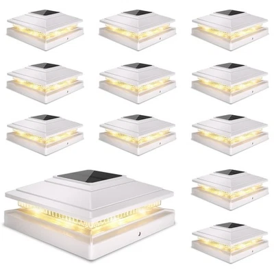JOFIOS Solar Post Cap Lights Outdoor 12pack, Waterproof Fence Post Solar Lights for ...