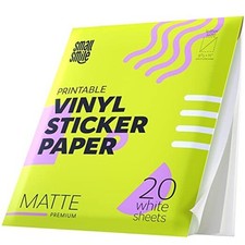 Premium Printable Vinyl Sticker Paper for Inkjet Printer and 20 Sheets Matte