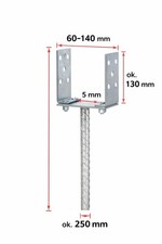 Image of Heavy Duty Galvanised ("U"Wide Shape) Post Fence Foot Anchors size 60mm to 140mm