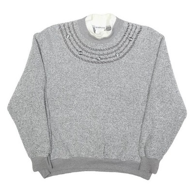 BON WORTH Damen Basic Strickpullover grau uni Rundhals S Baumwollmischung