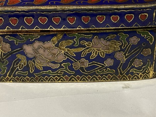 Vintage Cloisonné Rectangle Box With King Of Hearts Motif - Picture 6 of 14