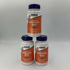 Now Foods Double Strength Hyaluronic Acid 100 mg 60 Veg Capsules  LOT OF 3 