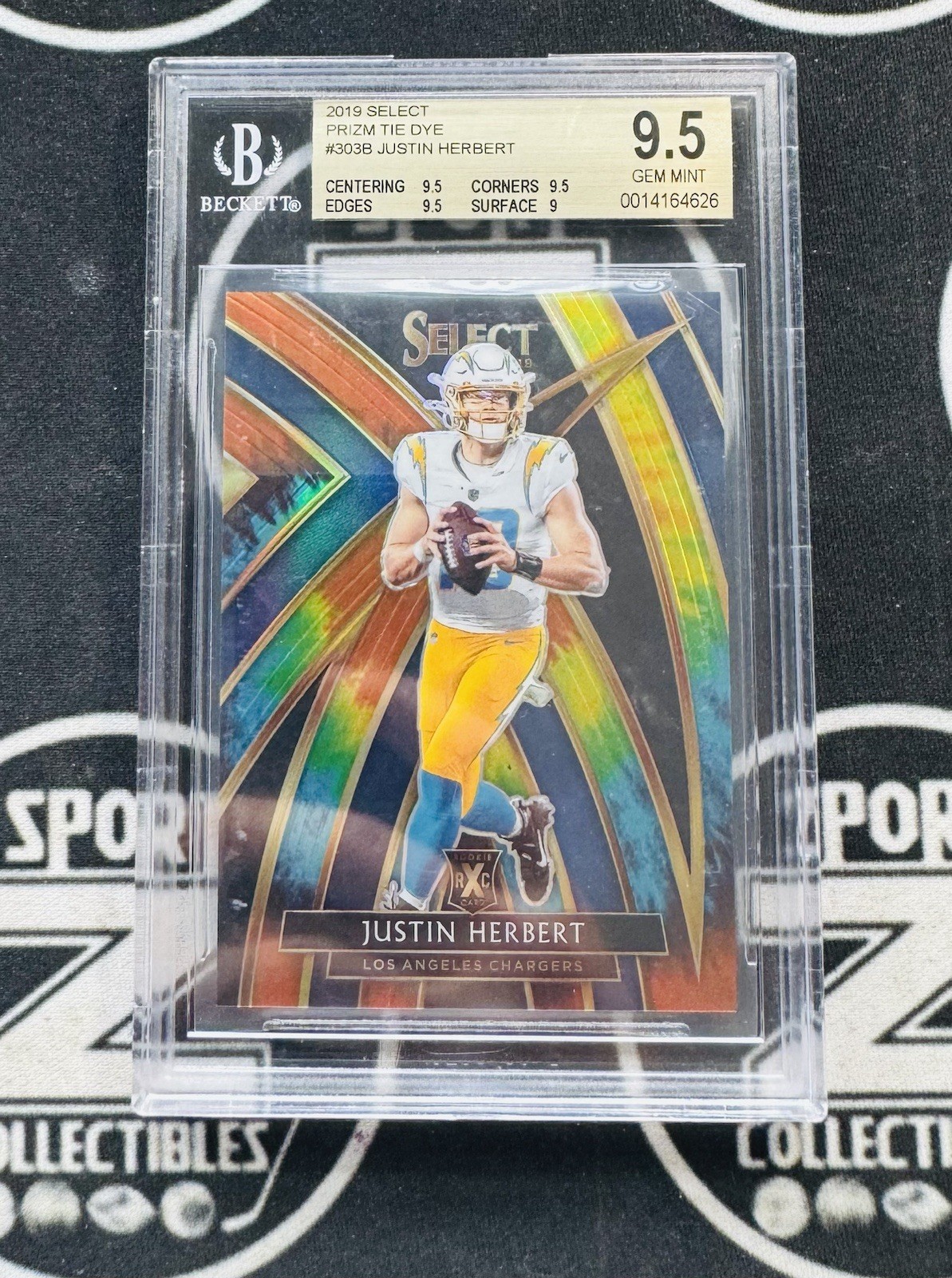 Justin Herbert XRC Tie Dye Rookie 12/25 2019 Panini Select #303 BGS 9.5 Rookie